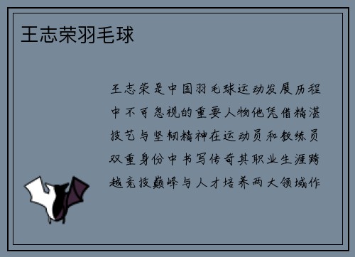 王志荣羽毛球